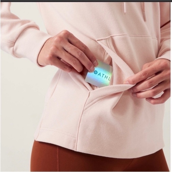 Athleta Retroplush II Hoodie Orchid Pink Pullover Sweatshirt - Picture 3 of 12